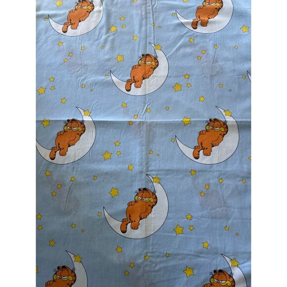 1980s Garfield Twin Sheet Set Moon & Stars JC Penney Vintage - Picture 2 of 9